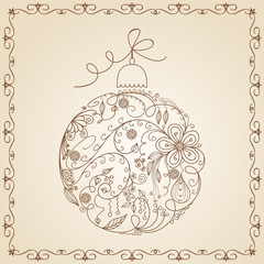 Vintage card with Christmas ball - vector Illustration