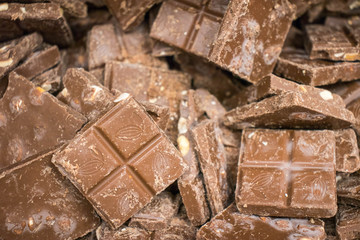 Pile of some dark chocolate bar for background.
