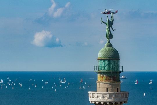 Trieste, Italy - Europe - October, 8th, 2017 - More than 2100 vessels are racing during the 49th "Barcolana" Regatta on the Adriatic Sea.