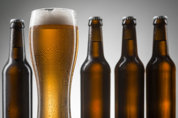 Selective focus on beer glass