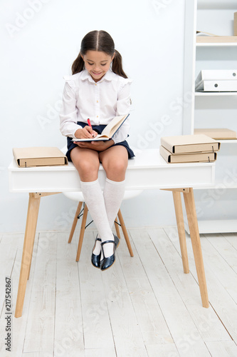 Kid Concept Smile Writing In Notebook On Desk Little Make Kid Concept Smile Writing In Notebook On Desk Little Make Lessons
