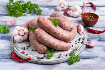 Thick meat sausages