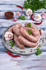 Thick meat sausages