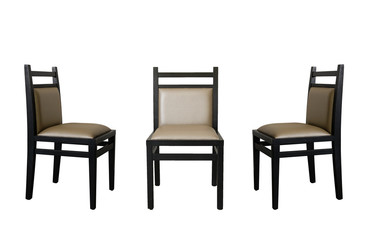Three chairs isolated on white background.