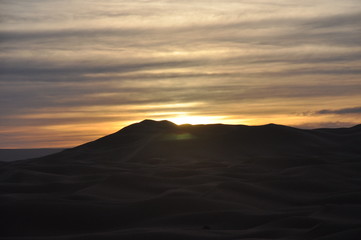 Fototapeta na wymiar Sunrise in Marzoga desert, Marocco