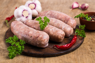 Thick meat sausages