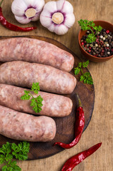 Thick meat sausages