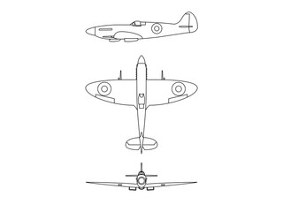 world war 2 plane Spitfire illustration  - obrazy, fototapety, plakaty