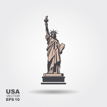 Liberty Statue Icon Illustration. Flat style. Vector illustration