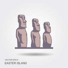 Easter island statues vector icon illustrarion with shadow