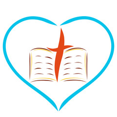 The Open Bible and the Cross in the Heart