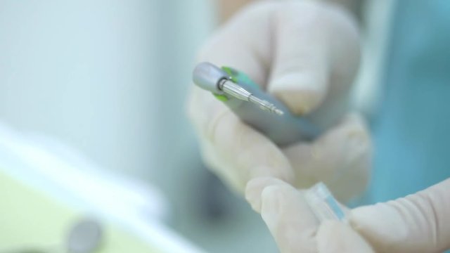 Dental drill hand setup detail