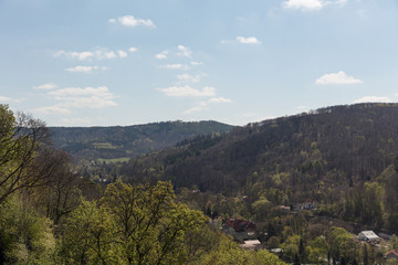 Fototapeta na wymiar Ausblick auf das Harz Gebirge bei Wernigerode