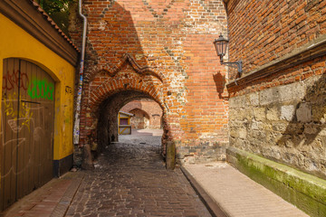 Fototapeta na wymiar View in historic Old City, Riga, Latvia