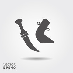 Obraz premium Khanjar traditional Arabian dagger. Flat vector icon