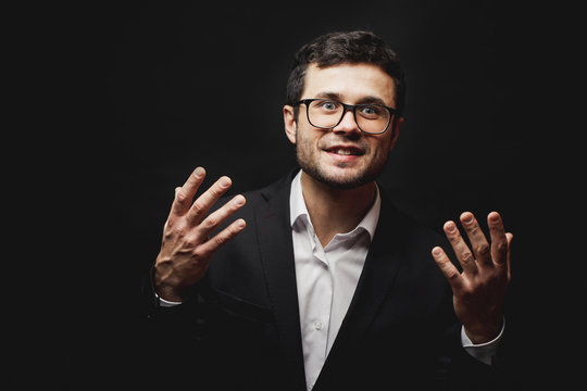 it's a peace of cake. man explaining easy ways to earm much money.close up portrait