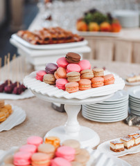 Colorful macaroons. Dessert for holiday.