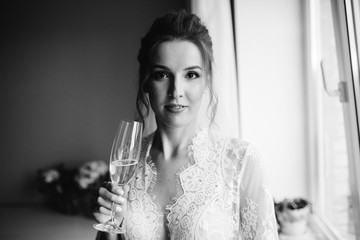 Morning of the bride. Portrait of the bride. 