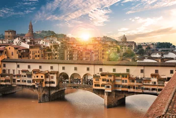 Fotobehang Ponte Vecchio Tramonto su ponte vecchio
