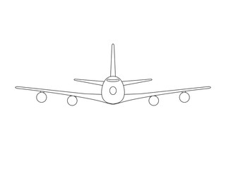 jumbo jet simple black on white background drawing vector