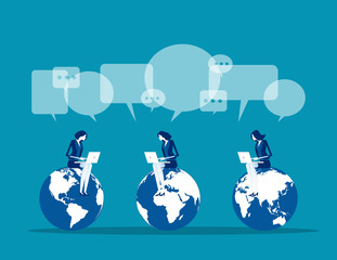 Business global communication, Concept business vector, Technology, Network and Connection, Social media.