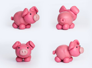 Piggi from plasticine. View from different directions