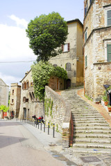 Alley with stairs in Perugia, Umbria -Italy