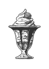 Ice Cream served in glass bowl.