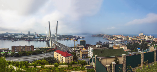 Golden Horn Bay, Vladivostok, Russia. Panorama