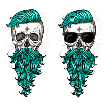 Skull with beard and mustache.