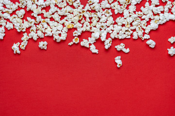 white popcorn on a red