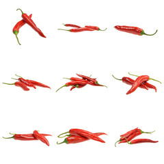 Pakiet czerwonych papryczek chili na białym tle - obrazy, fototapety, plakaty
