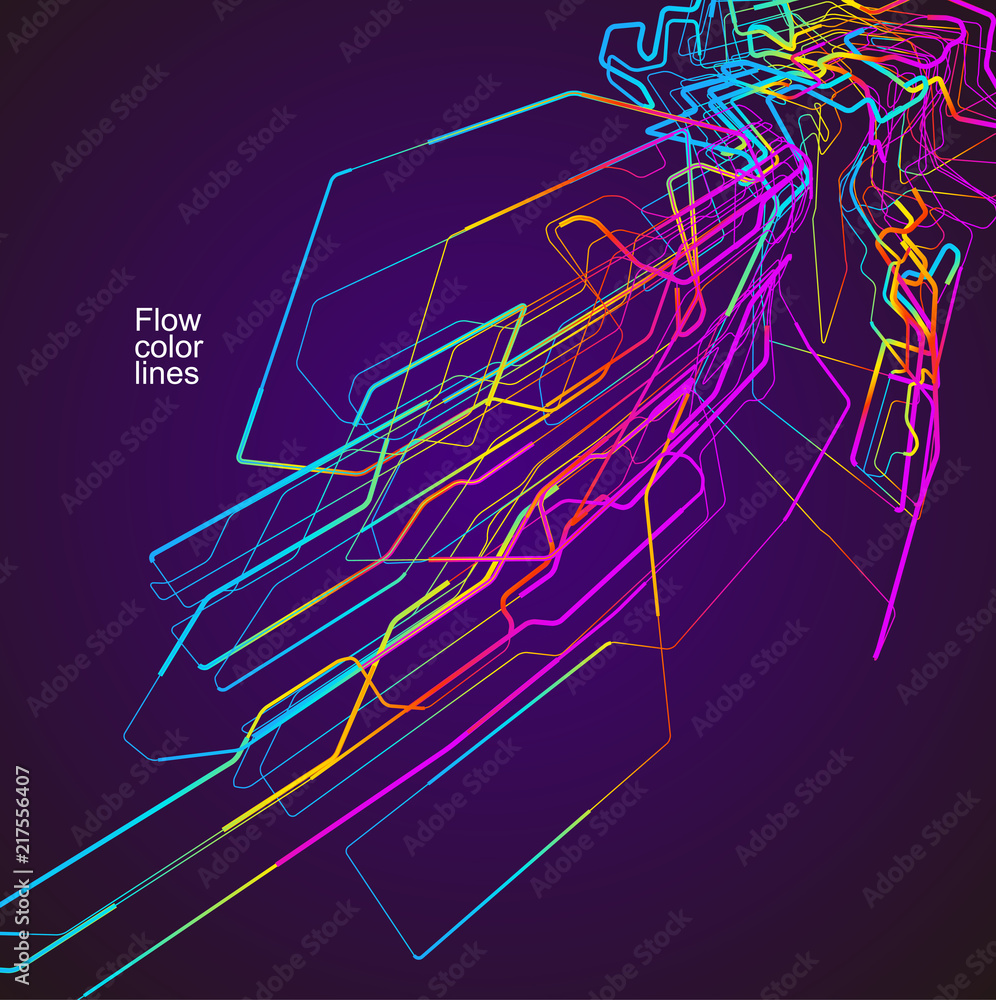 Poster moving colorful lines of abstract background