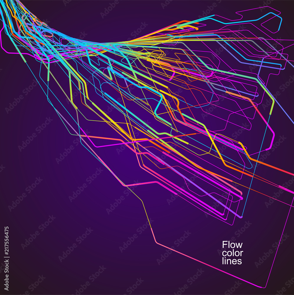 Poster moving colorful lines of abstract background