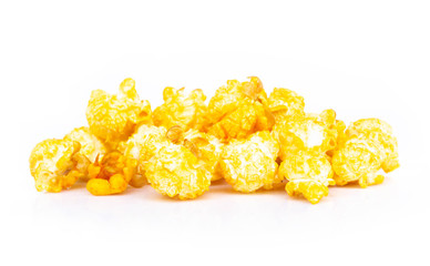 Closeup popcorn on white background