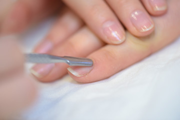 Obraz na płótnie Canvas nail treatment close-up