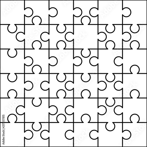 36 White Puzzles Pieces Arranged In A Square Jigsaw Puzzle Template 36 White Puzzles Pieces Arranged In A Square Jigsaw Puzzle Template Ready For Print