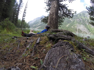  Russia, Altai Republic, mountains, travel, summer, lake, tree roots