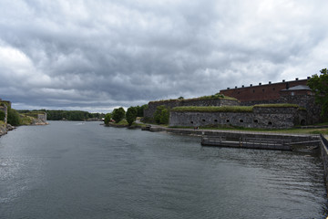 Suomenlinna Sea Fortress on a gloomy day. In Helsinki, Finland.