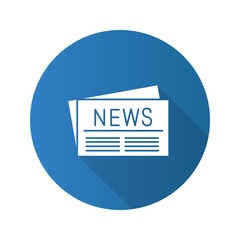 Newspaper flat design long shadow glyph icon