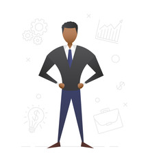 Afro-American businessman flat character design