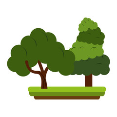 Trees at nature cartoon vector illustration graphic design