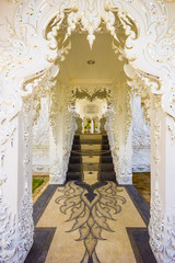 Interior of the Wat Rong Khun temple in Chiang Rai, Thailand in Asia