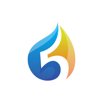 Five with water droplet gas industry logo icon vector