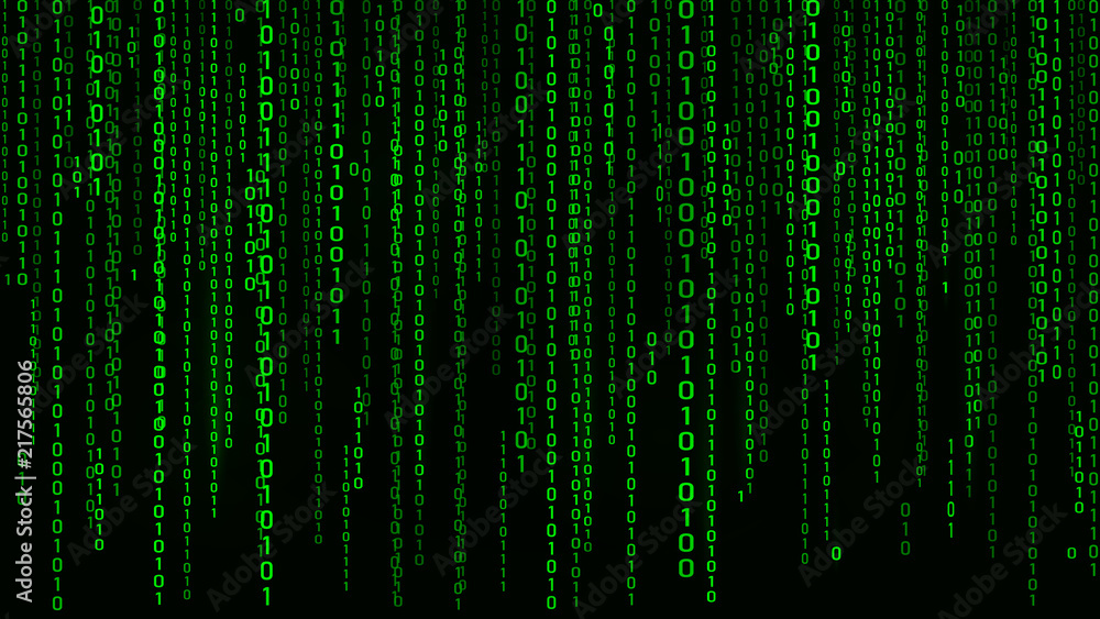 Poster Digital background green matrix. Binary computer code. Vector Illustration. Hacker concept.