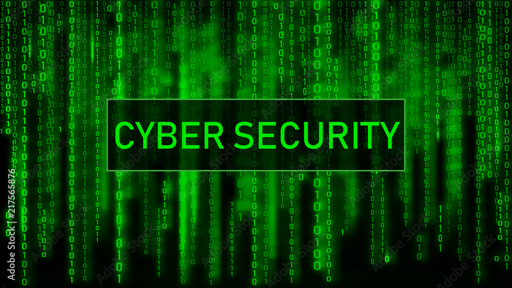 Fototapete Cyber security concept. Digital background blue matrix. Binary computer code. Hacker concept. Vector illustration.