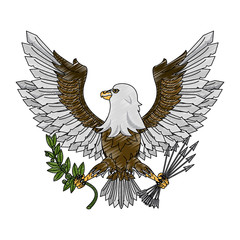 Eagle with arrows and leaves vector illustration graphic design