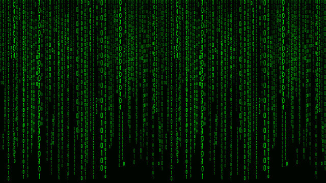 Digital background green matrix. Binary computer code. Vector Illustration. Hacker concept.