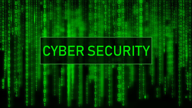 Cyber security concept. Digital background blue matrix. Binary computer code. Hacker concept. Vector illustration.