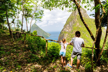 Family enjoying view of Piton mountains